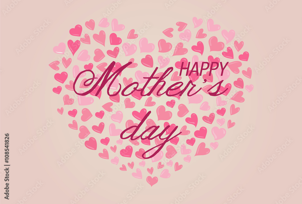 Happy Mothers Day with cute hearts