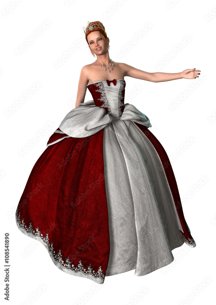 3D Illustration Fairytale Princess on White 3D Illustration Fairytale Princess on White