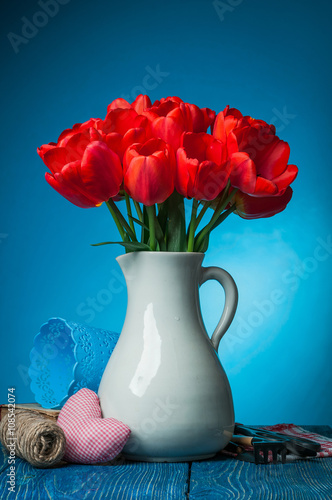 vase with tulips