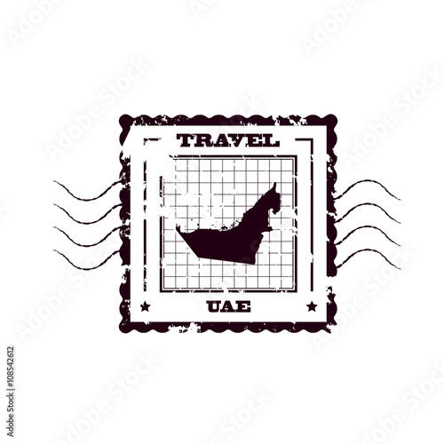 Rubber Stamp with Map of UAE,vector illustration