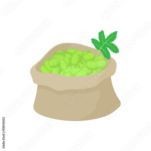 Sack of hops icon, cartoon style