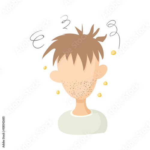 Drunk man icon, cartoon style 