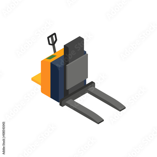 Forklift loader icon, isometric 3d style