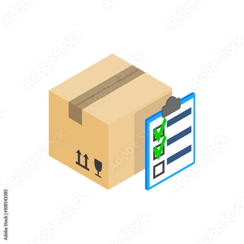 Box with with to do list icon, isometric 3d style 