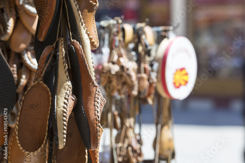 Traditional leather shoes, Skopje, Macedonia. photo