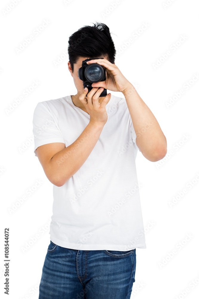 Man photographing with camera