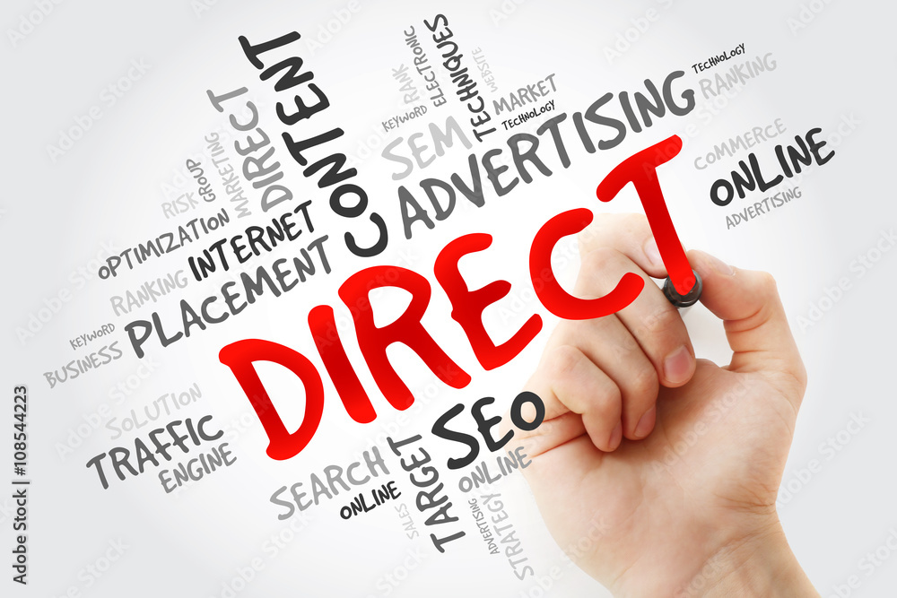 Hand writing DIRECT word cloud, business concept Hand writing DIRECT word cloud, business concept