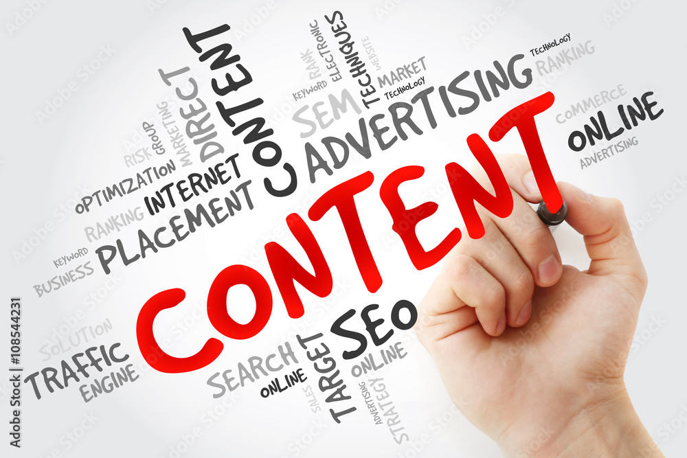 Hand writing CONTENT word cloud, business concept Hand writing CONTENT word cloud, business concept
