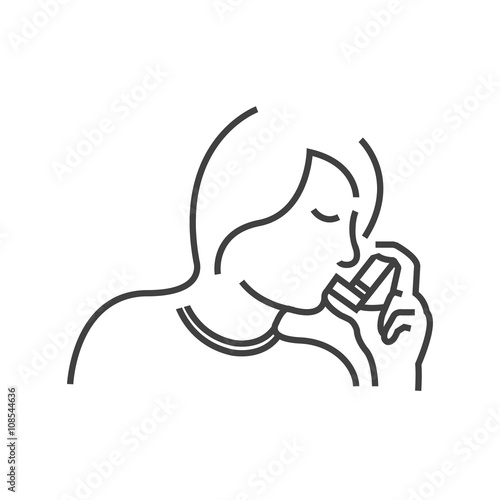 Otolaryngology, using the asthma inhaler icon, line icon Style