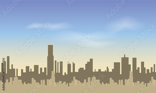 Seamless City. Silhouettes of of tall buildings against the blue sky.