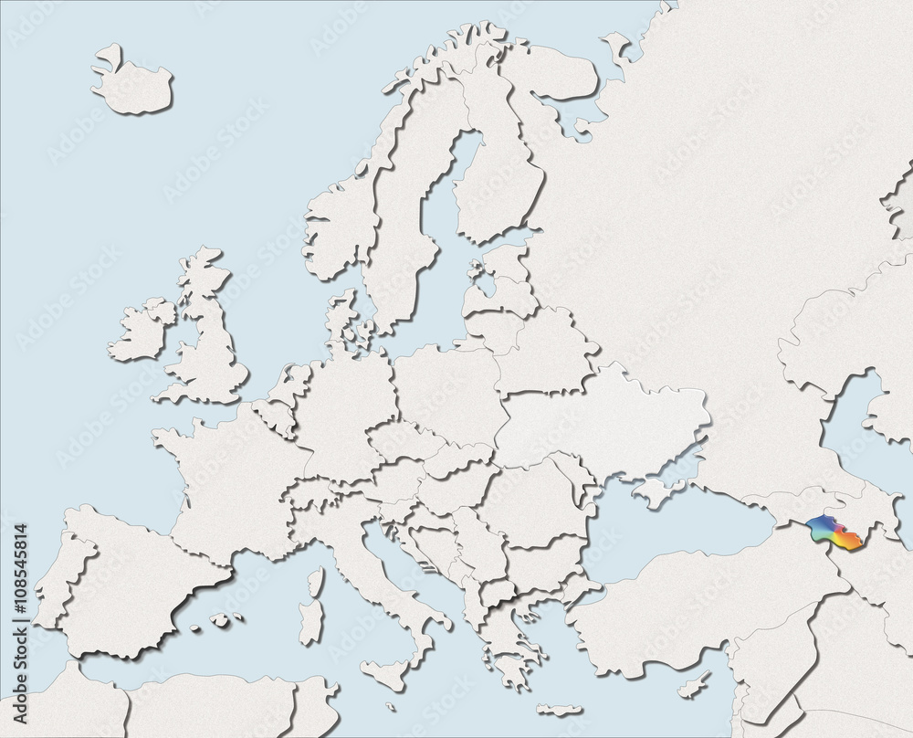 Mappa EU bianca e colore Armenia