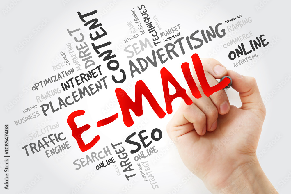 Hand writing E-MAIL word cloud, business concept Hand writing E-MAIL word cloud, business concept