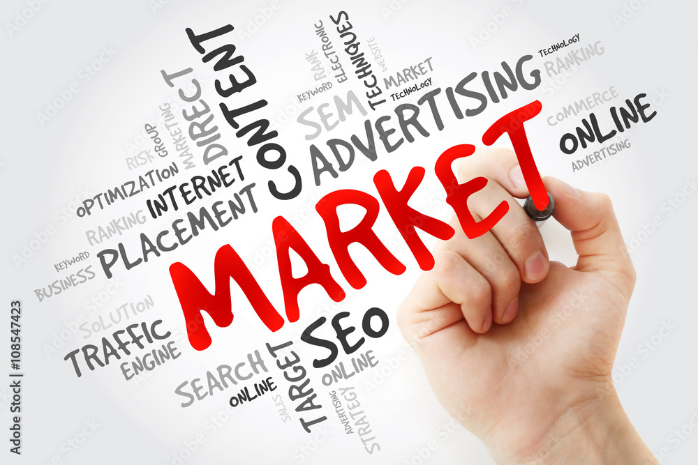 Hand writing MARKET word cloud, business concept Hand writing MARKET word cloud, business concept