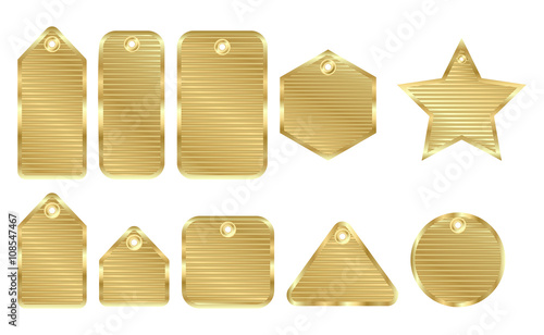 vector blank gold price tags of different shapes