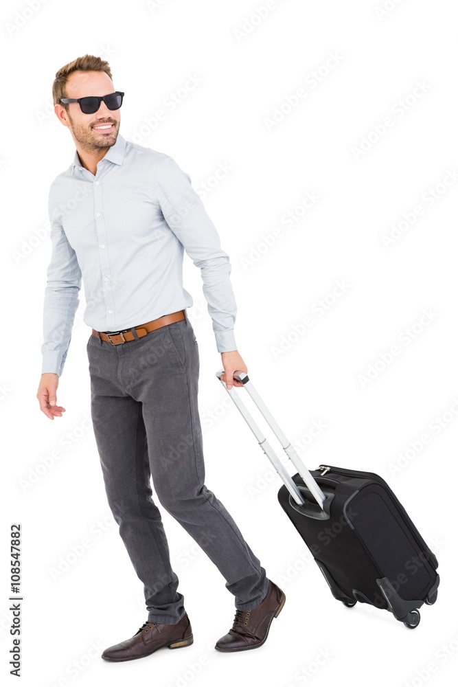 Young man with trolley bag Young man with trolley bag