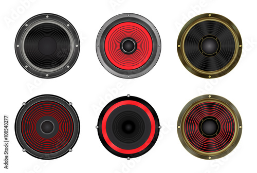 vector set of round speakers