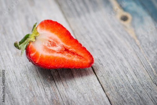 Fresh and sweet natural strawberry on a wooden table