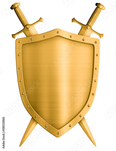 gold medieval knight shield...