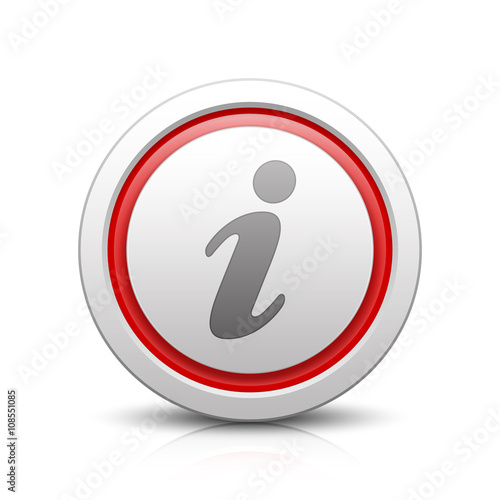 Information – Light gray button with reflection & red