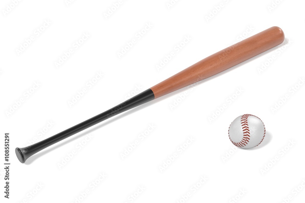 3d rendering of baseball with bat 3d rendering of baseball with bat