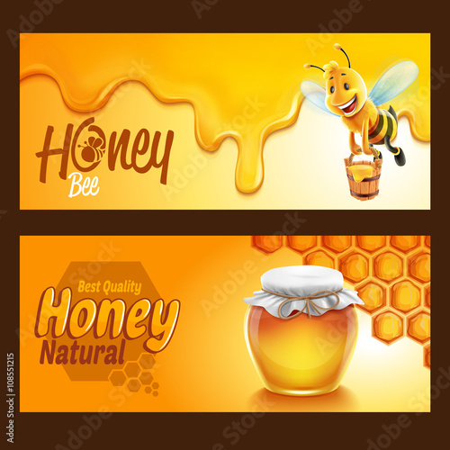 honey frame with bee 