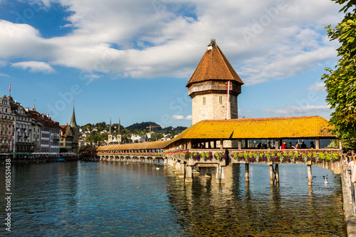 LUCERNE, SWITZERLAND - AUGUST 2: Views of the famous bridge Kape