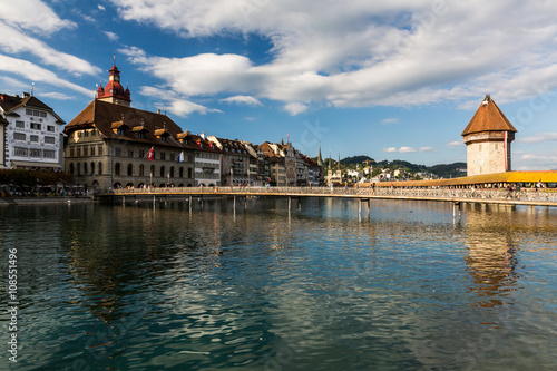 LUCERNE, SWITZERLAND - AUGUST 2: Views of the famous bridge Kape