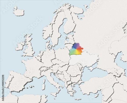 Mappa EU bianca e colore Belarus