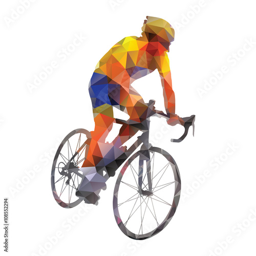 Cycling. Abstract geometrical vector road cyclist on his bike