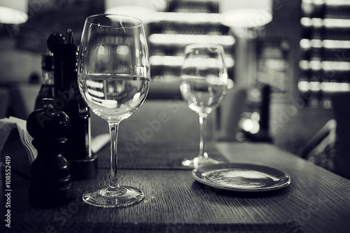 Glassware in the interior of the restaurant