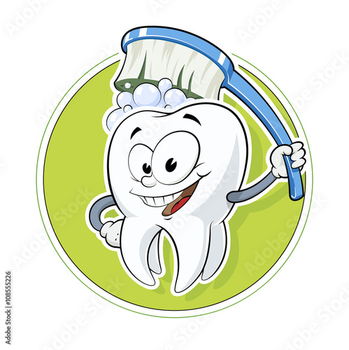 Healthy tooth with dental brush