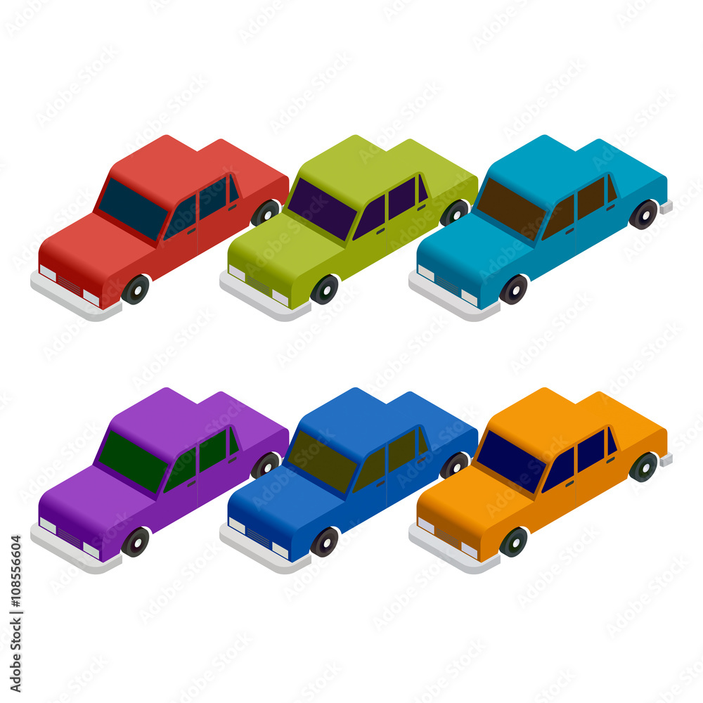 Set of isometric car Set of isometric car