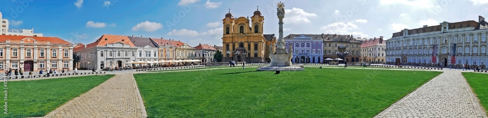 Panoramic view with historical buildings in Union Square, Timiso
