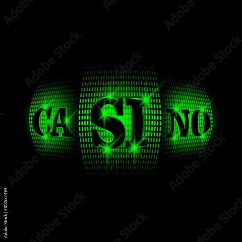Casino slot machine. Neon vector illustration