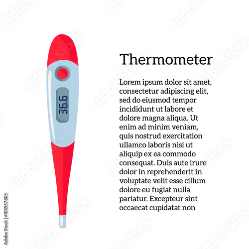 Image Medical thermometer vector illustration colored thermometer for measuring human body, medical equipment, object on a white background