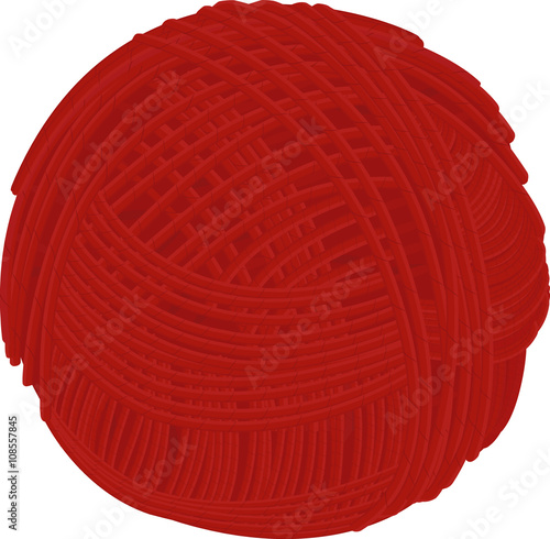 Wool red yarn ball isolated on white