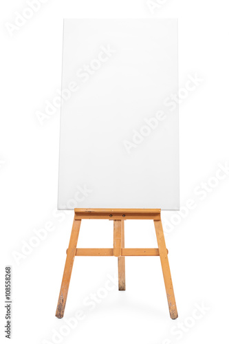 Vertical shot of a blank canvas on an easel