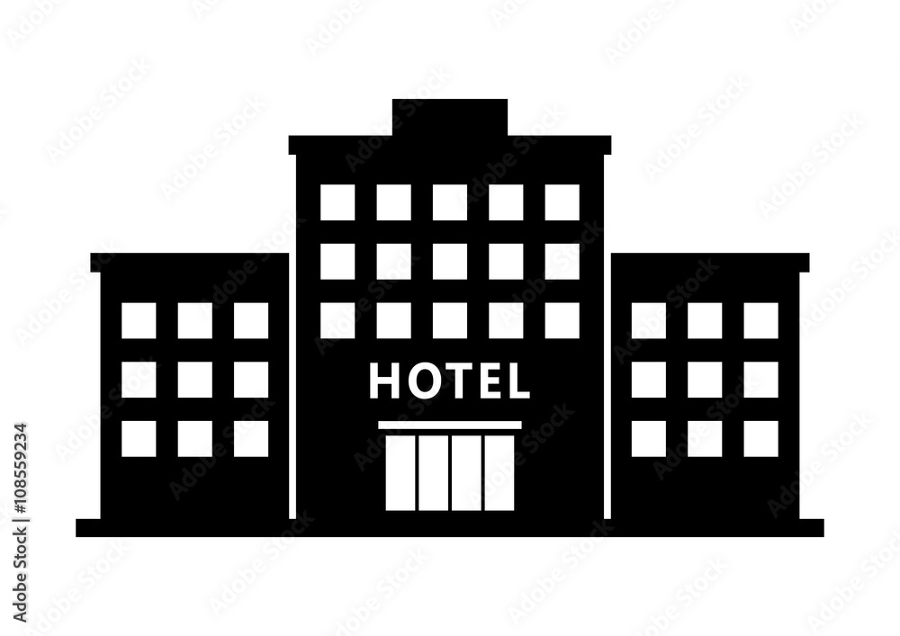 Hotel vector icon on white background