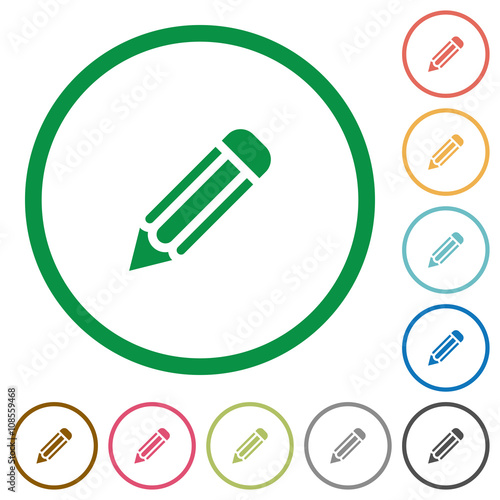 Pencil outlined flat icons