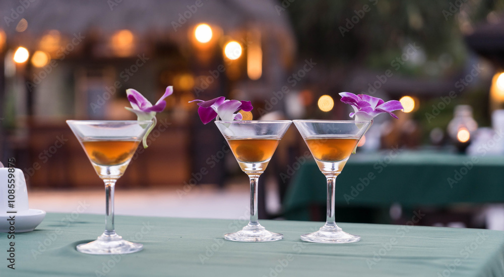 triple welcome drink on the table triple welcome drink on the table