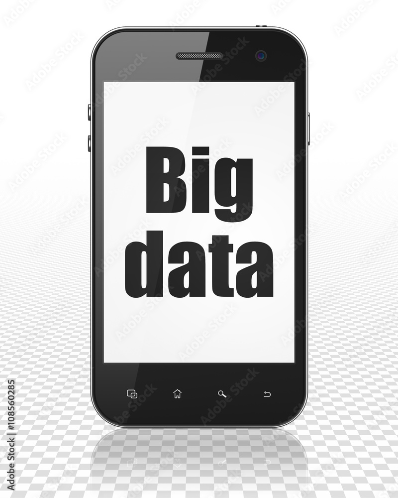 Data concept: Smartphone with Big Data on display Data concept: Smartphone with Big Data on display