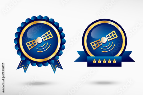 Satellite icon stylish quality guarantee badges