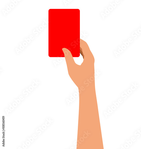 Hand Holding A Red Card Isolated On White Background