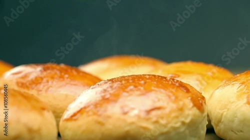 Hot buns for burgers. The hot bread. Fresh pastries.