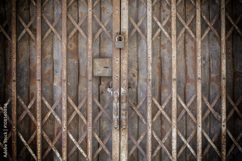 Locked Foldable Rusted Steel Door Locked Foldable Rusted Steel Door