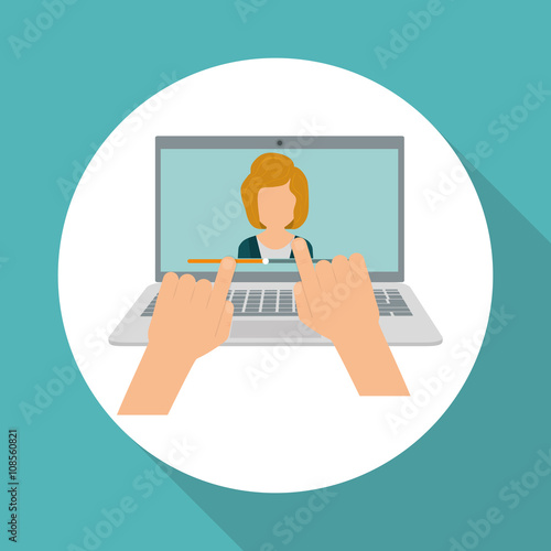 woman and social media graphic design , vector illustration