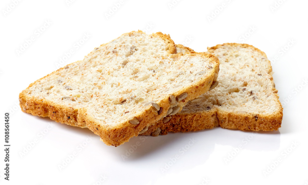Slice of multi grain bread isolated on white Slice of multi grain bread isolated on white