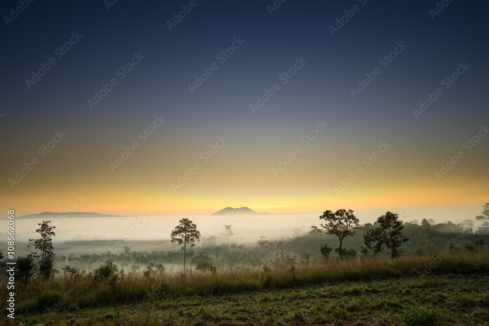 Morning sunrise in Thung Salaeng Luang national park Morning sunrise in Thung Salaeng Luang national park