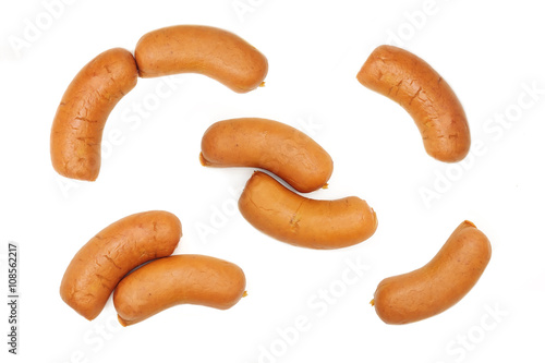 Set of raw sausage isolated on white background
