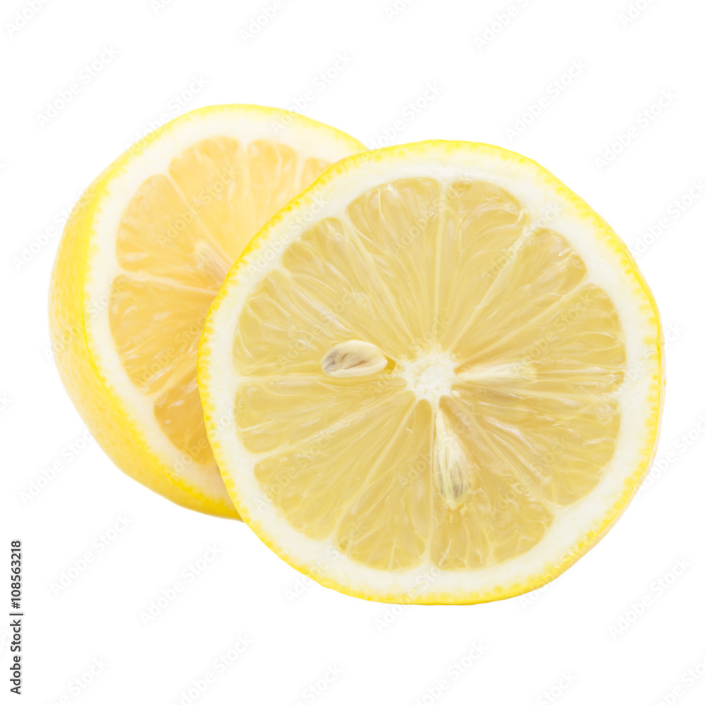 Sliced fresh lemon isolated on white background. Sliced fresh lemon isolated on white background.